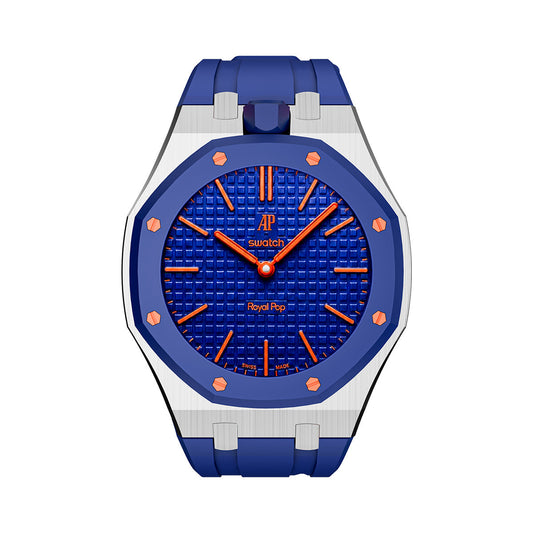 Oak Pop Dark Blue Steel Silicone Strap