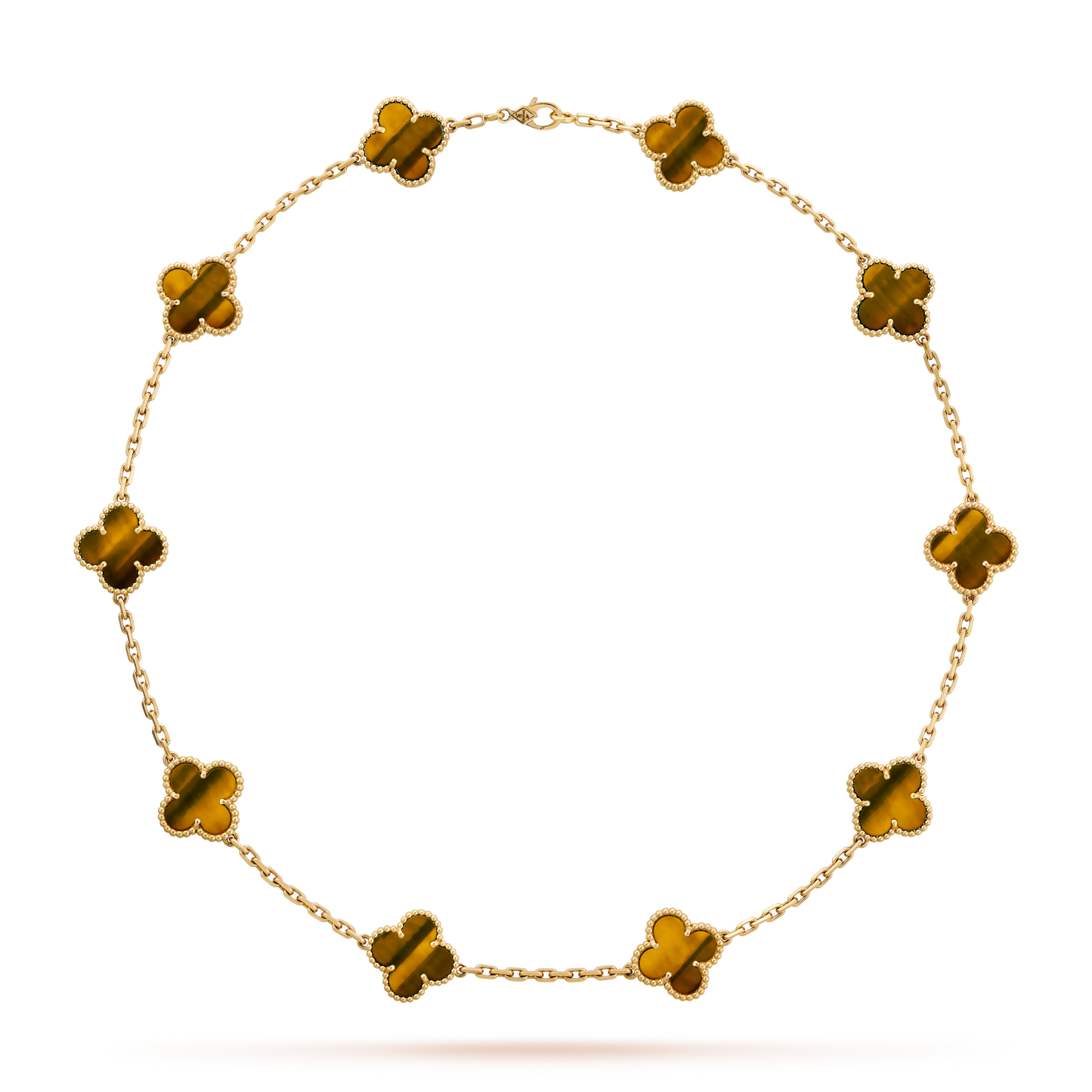 [Elite]CLOVER 10 MOTIFS TIGER EYE NECKLACE