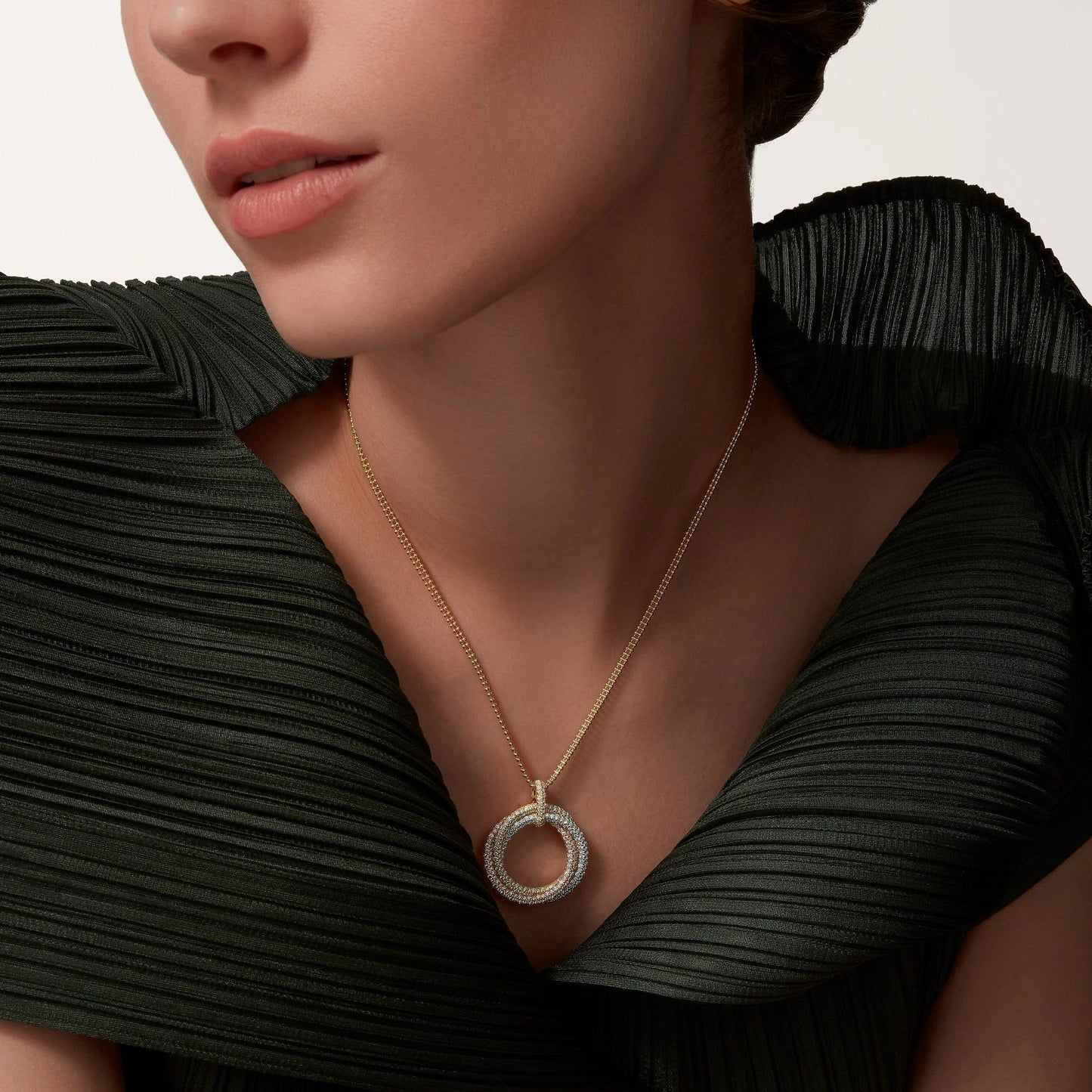 [Elite]TRINITY LARGE FULL DIAMOND  NECKLACE