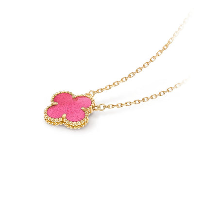 [Elite] NEW CLOVER 15MM PINK ENAMEL NECKLACE