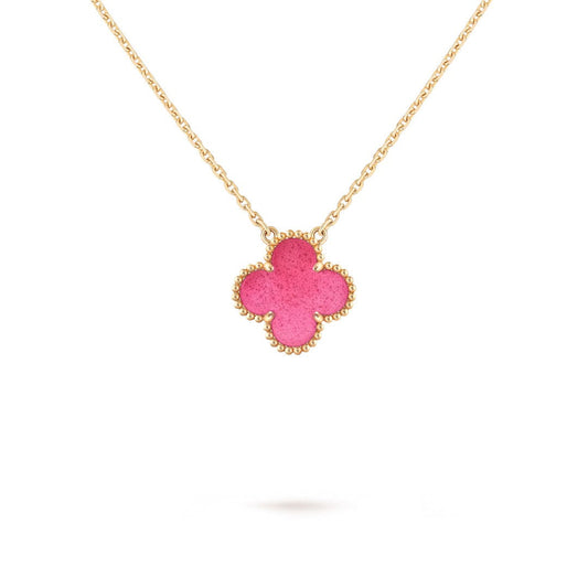 [Elite] NEW CLOVER 15MM PINK ENAMEL NECKLACE