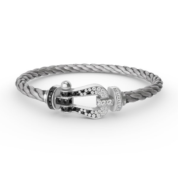 [Elite]FORCE LARGE HORSESHOE BLACK WHITE DIAMOND BRACELET SILVER
