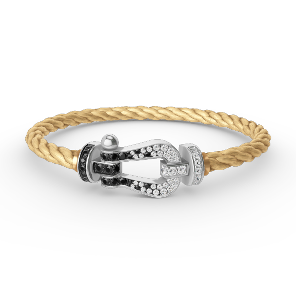 [Elite]FORCE LARGE HORSESHOE BLACK WHITE DIAMOND BRACELET SILVER