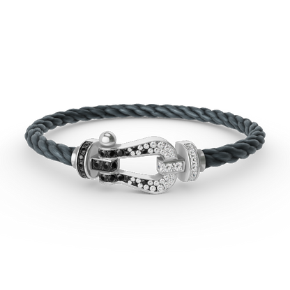[Elite]FORCE LARGE HORSESHOE BLACK WHITE DIAMOND BRACELET SILVER