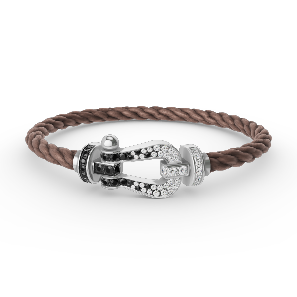 [Elite]FORCE LARGE HORSESHOE BLACK WHITE DIAMOND BRACELET SILVER