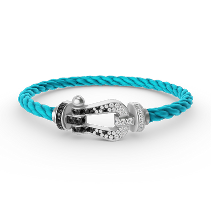 [Elite]FORCE LARGE HORSESHOE BLACK WHITE DIAMOND BRACELET SILVER