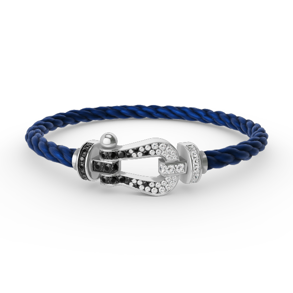 [Elite]FORCE LARGE HORSESHOE BLACK WHITE DIAMOND BRACELET SILVER