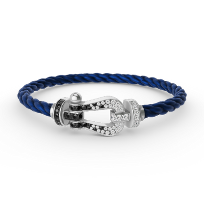 [Elite]FORCE LARGE HORSESHOE BLACK WHITE DIAMOND BRACELET SILVER