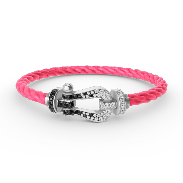 [Elite]FORCE LARGE HORSESHOE BLACK WHITE DIAMOND BRACELET SILVER
