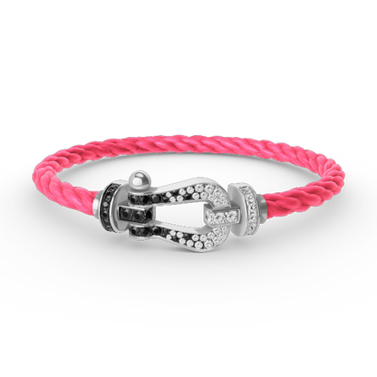 [Elite]FORCE LARGE HORSESHOE BLACK WHITE DIAMOND BRACELET SILVER
