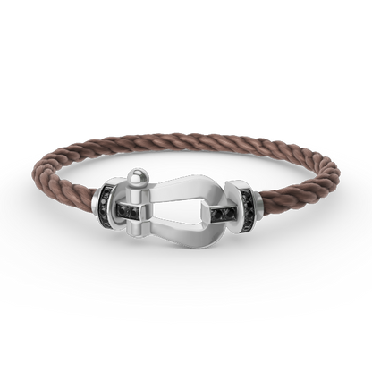 [Elite]FORCE LARGE HORSESHOE BLACK DIAMOND BRACELET SILVER