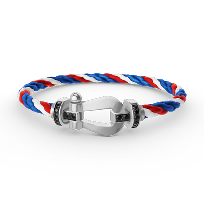 [Elite]FORCE LARGE HORSESHOE BLACK DIAMOND BRACELET SILVER