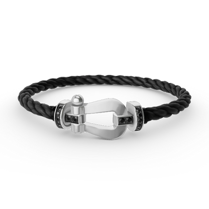 [Elite]FORCE LARGE HORSESHOE BLACK DIAMOND BRACELET SILVER