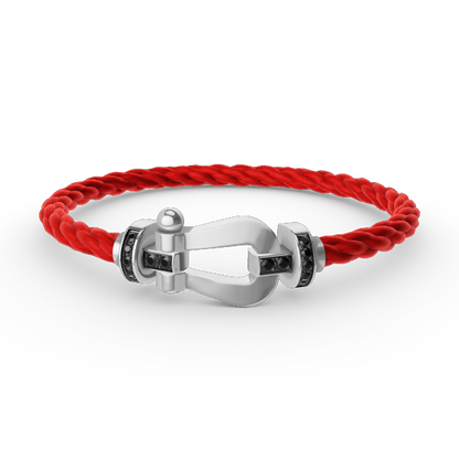 [Elite]FORCE LARGE HORSESHOE BLACK DIAMOND BRACELET SILVER