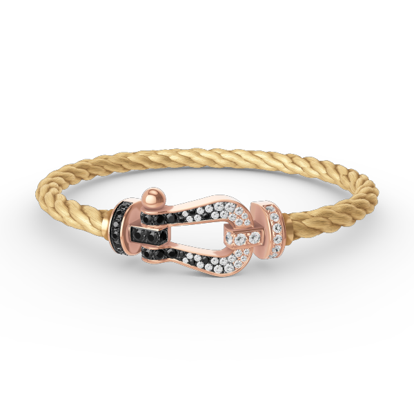 [Elite]FORCE LARGE HORSESHOE BLACK WHITE DIAMOND BRACELET ROSE GOLD