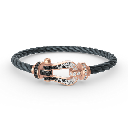 [Elite]FORCE LARGE HORSESHOE BLACK WHITE DIAMOND BRACELET ROSE GOLD
