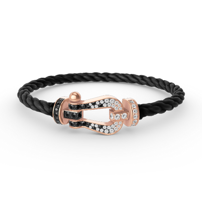 [Elite]FORCE LARGE HORSESHOE BLACK WHITE DIAMOND BRACELET ROSE GOLD