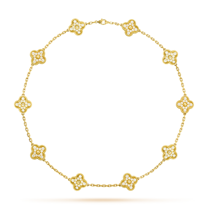 [Elite]CLOVER 10 MOTIFS DIAMOND NECKLACE