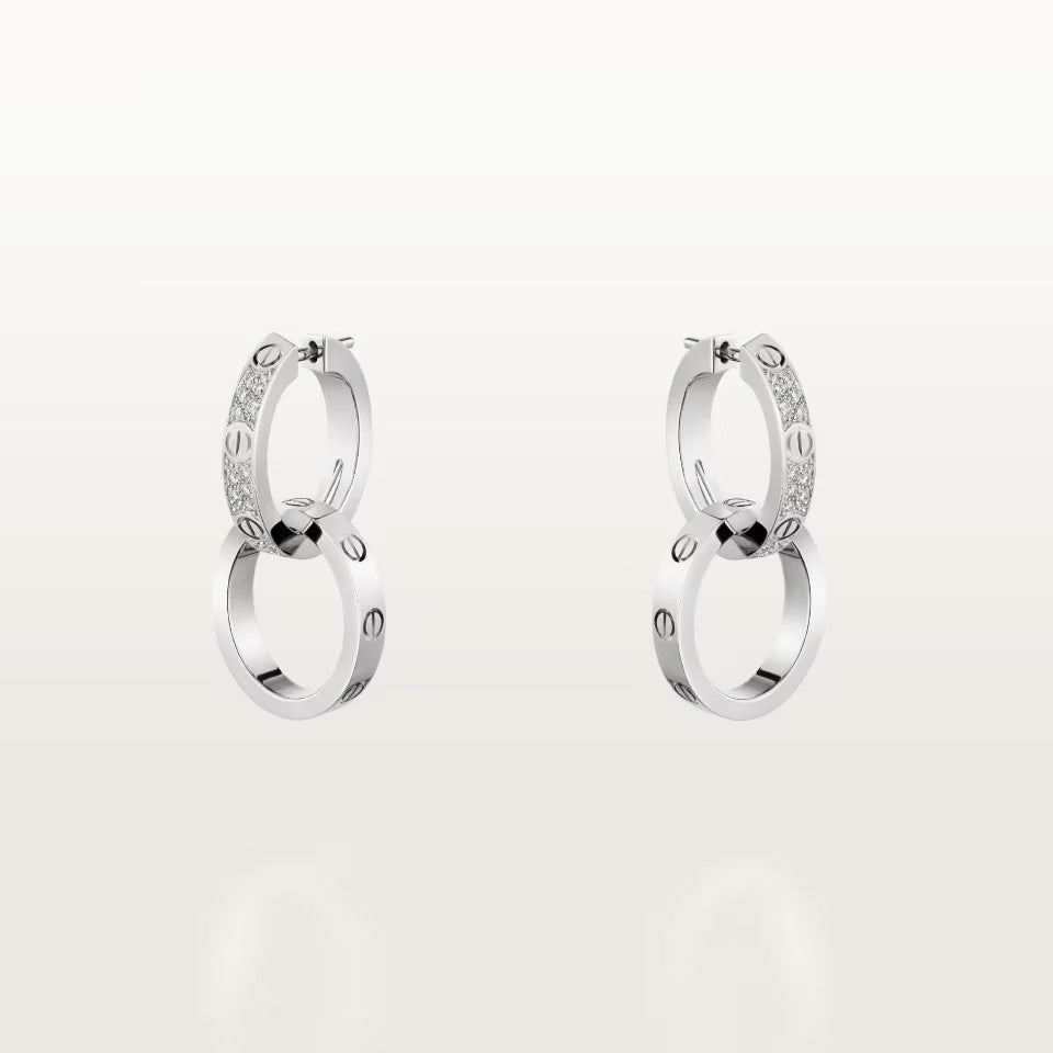 [Elite]LOVE 3.3MM DANGLE HALF DIAMOND EARRINGS