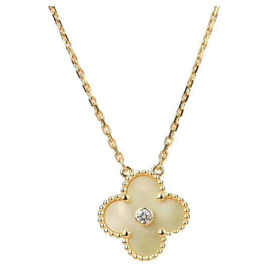 [Elite]CLOVER 15MM DIAMOND GOLD MOTHER OF PEARL NECKLACE