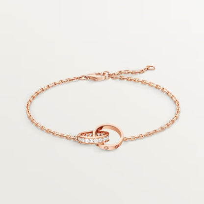 [Elite]LOVE DOUBLE RING HALF DIAMOND BRACELET