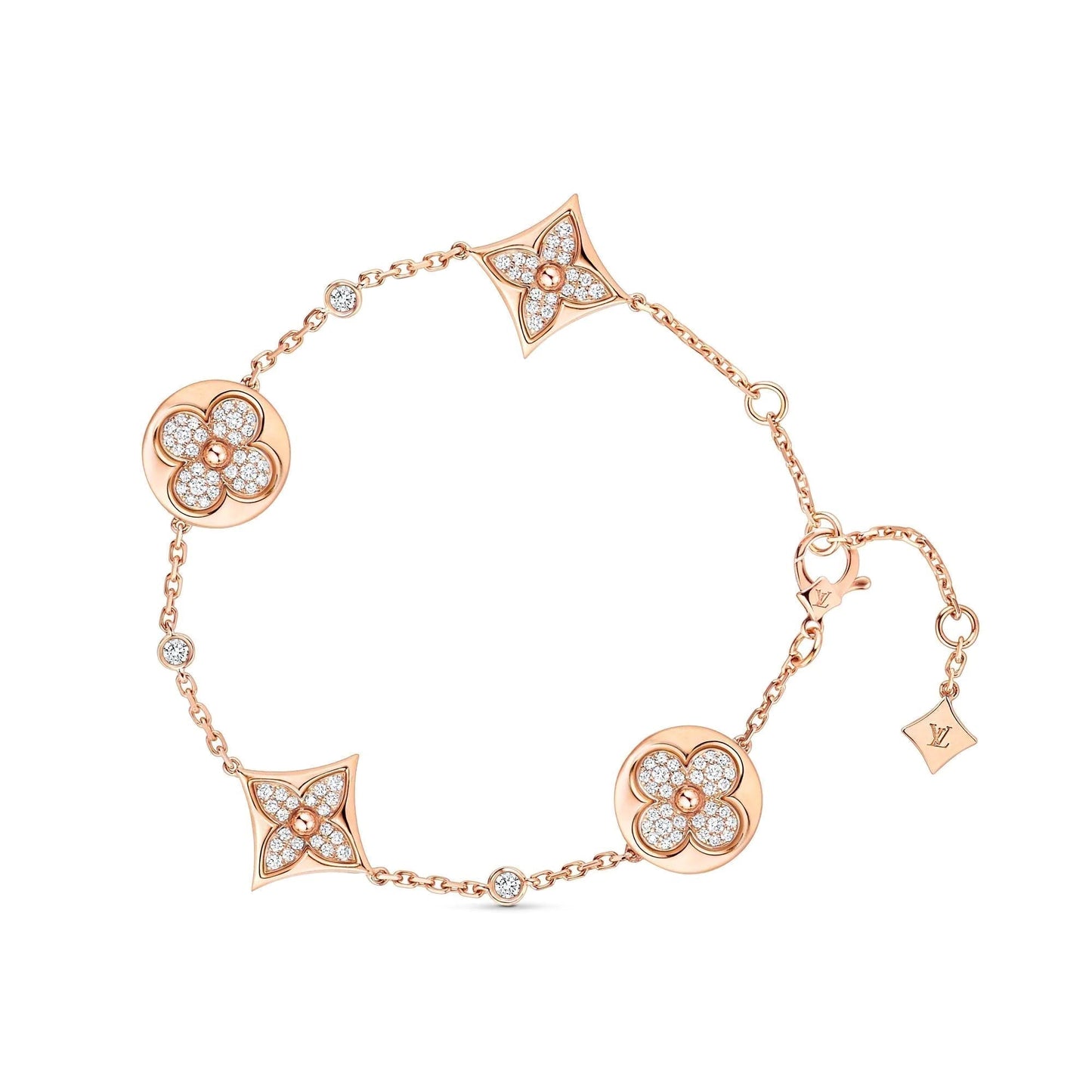 [Elite]STAR AND SUN 4 MOTIFS GOLD DIAMONDS BRACELET