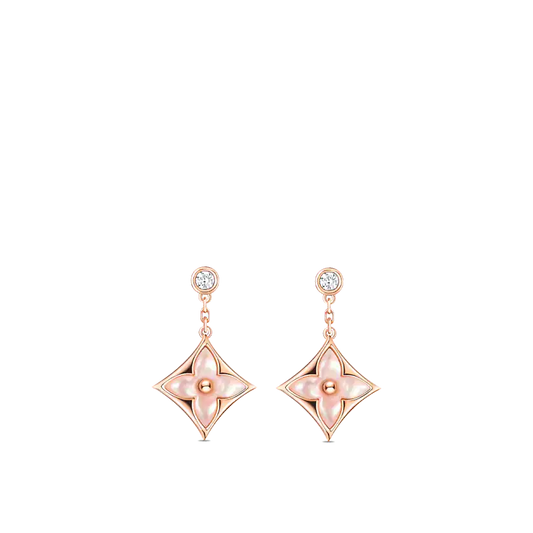 [Elite]DOUBLE STAR PINK GOLD MOP DROP EARRINGS