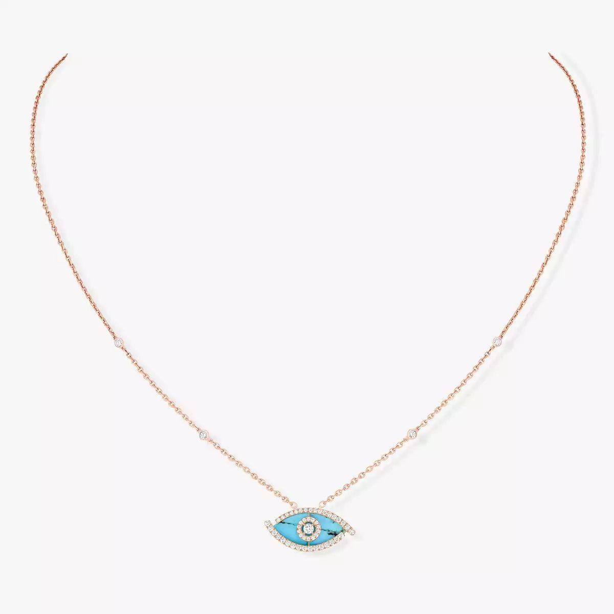 [Elite]Lucky Eye Diamond Necklace in Rose Gold and Turquoise
