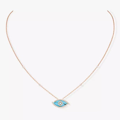 [Elite]Lucky Eye Diamond Necklace in Rose Gold and Turquoise