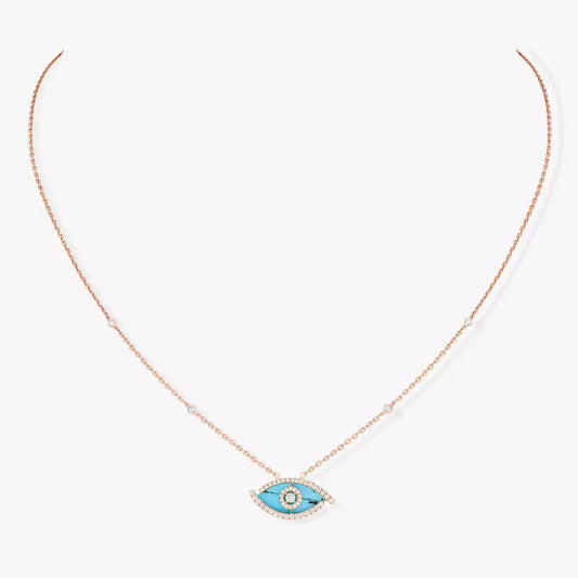 [Elite]Lucky Eye Diamond Necklace in Rose Gold and Turquoise