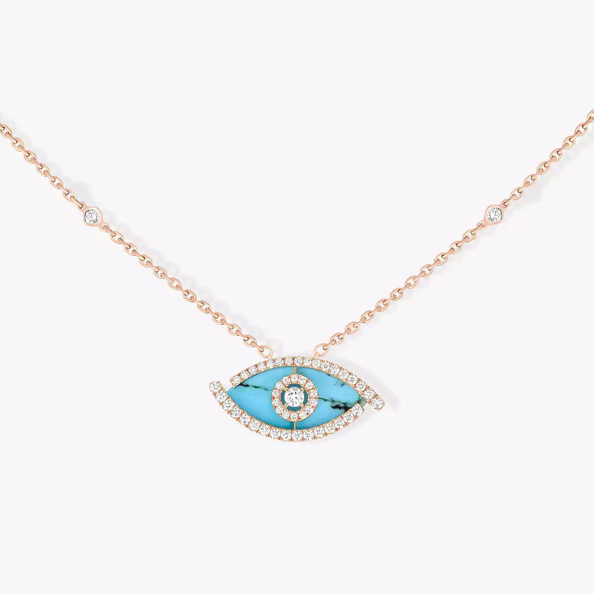 [Elite]Lucky Eye Diamond Necklace in Rose Gold and Turquoise