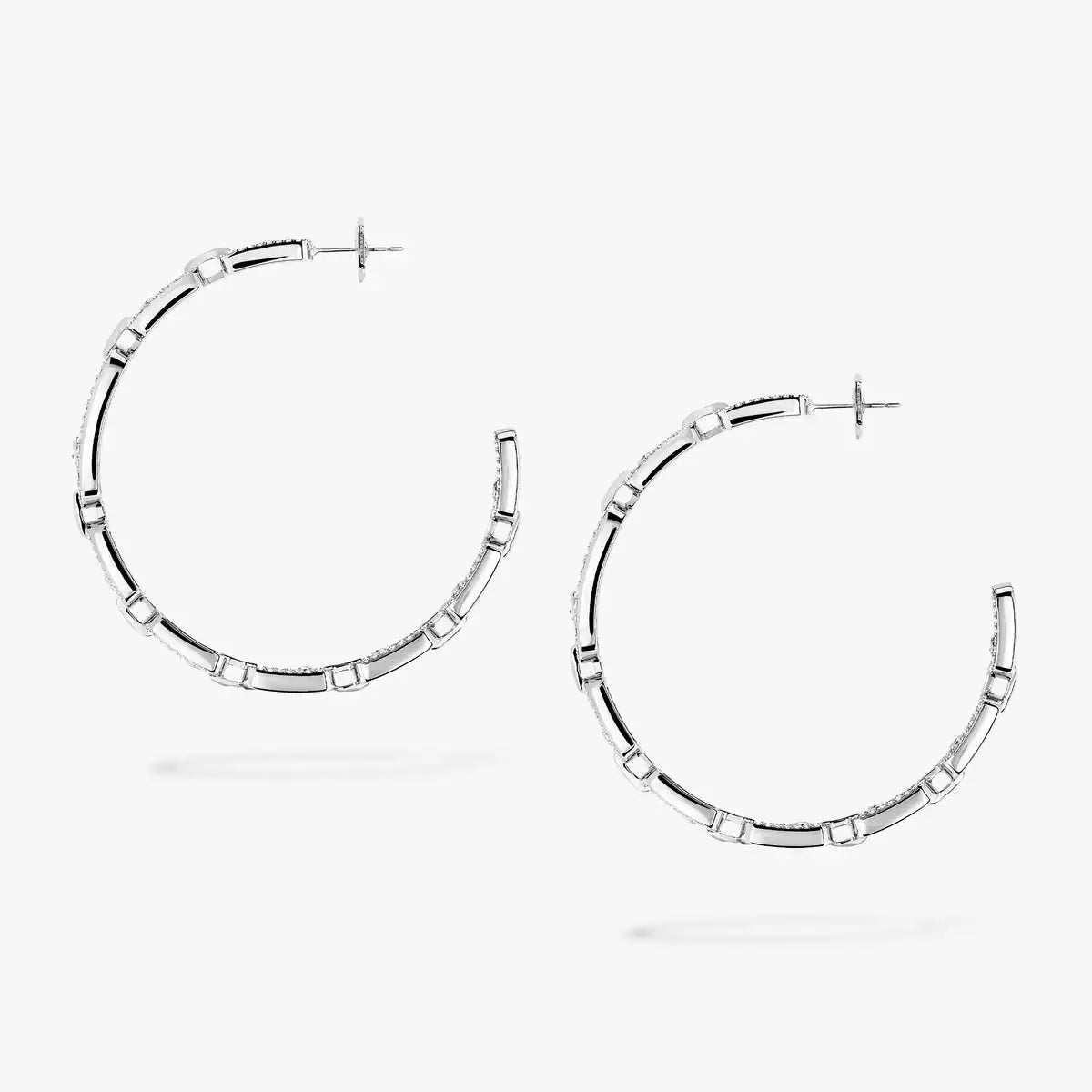 [[Elite]Move Link Diamond Hoop Earrings