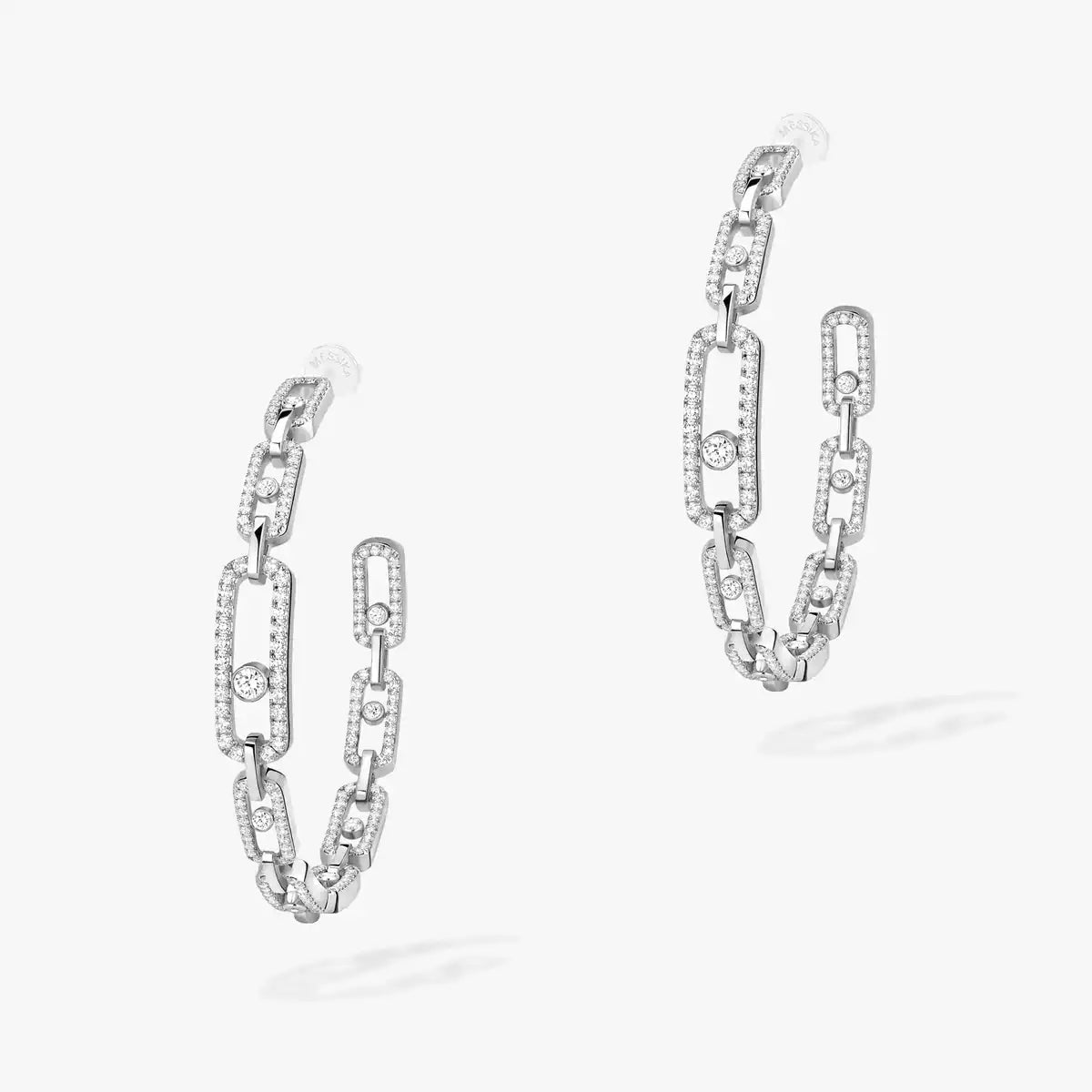 [[Elite]Move Link Diamond Hoop Earrings