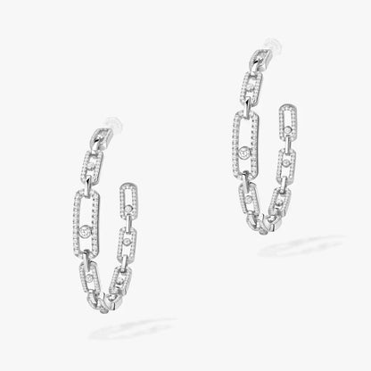 [[Elite]Move Link Diamond Hoop Earrings