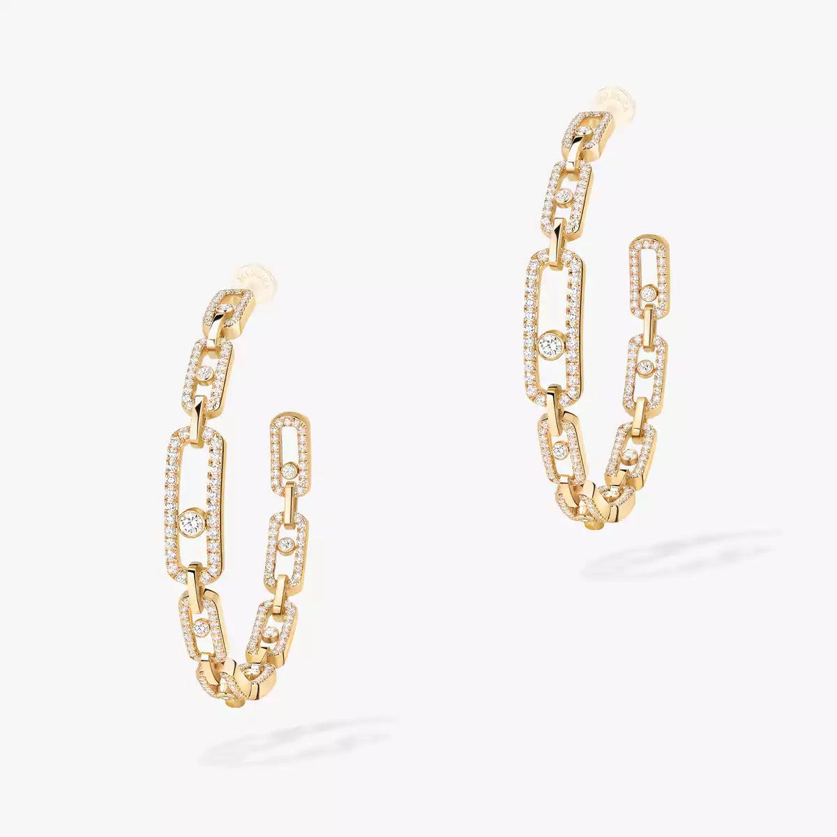 [[Elite]Move Link Diamond Hoop Earrings