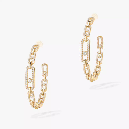 [[Elite]Move Link Diamond Hoop Earrings
