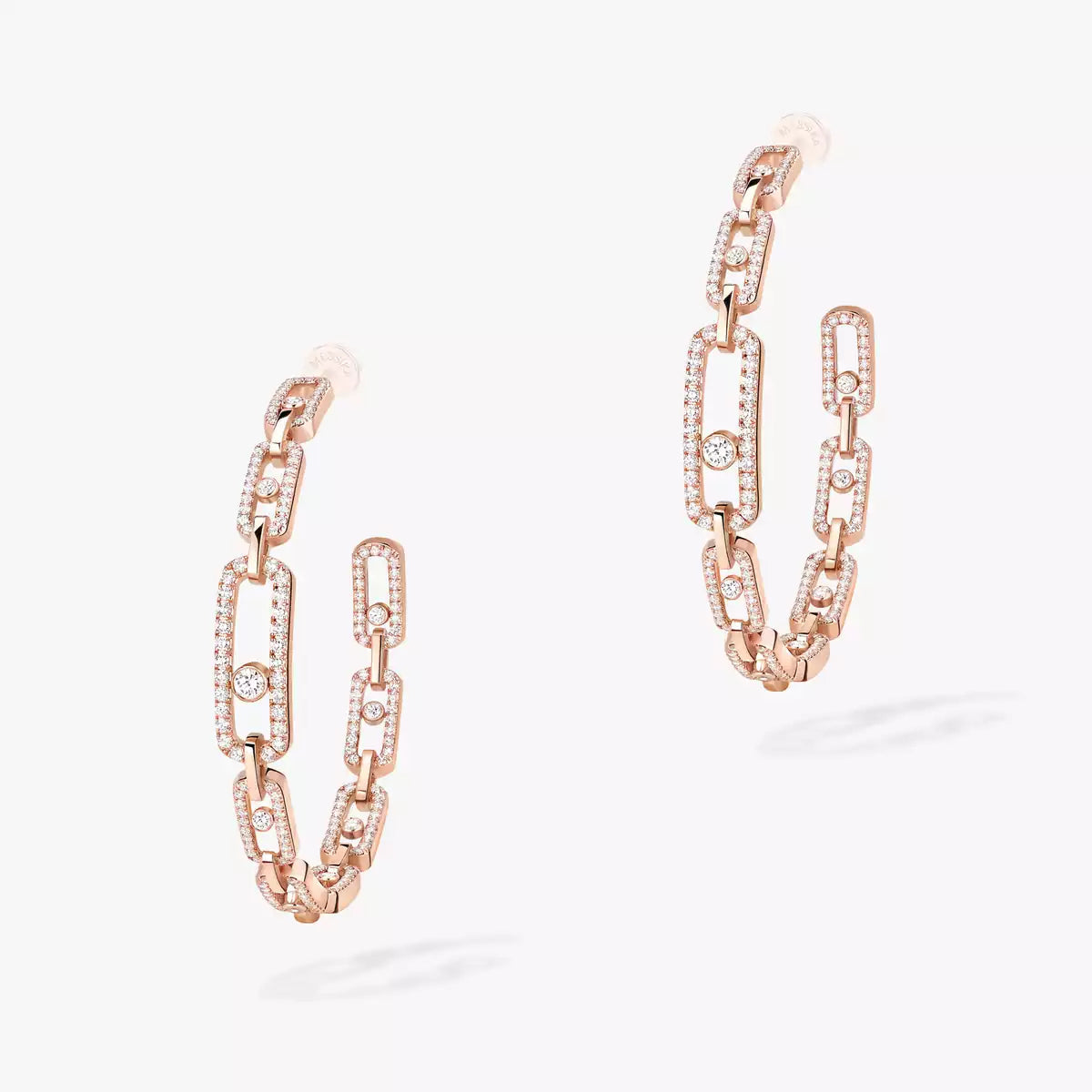 [[Elite]Move Link Diamond Hoop Earrings