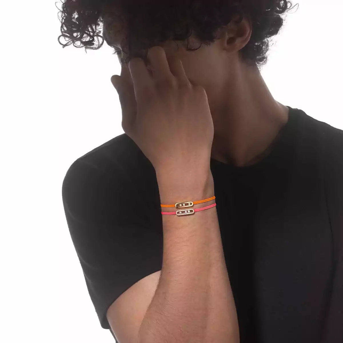 [Elite]Messika Care(s) pink cord pavé bracelet