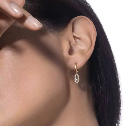 [Elite]Move Uno Single Diamond Hoop Earring