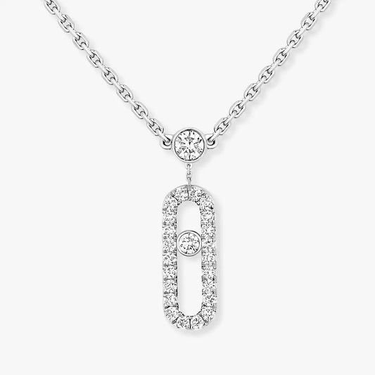 [Elite]2 Rows Rose Gold Diamond Pave_ Necklace Move Uno
