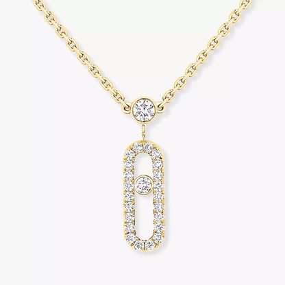 [Elite]2 Rows Rose Gold Diamond Pave_ Necklace Move Uno