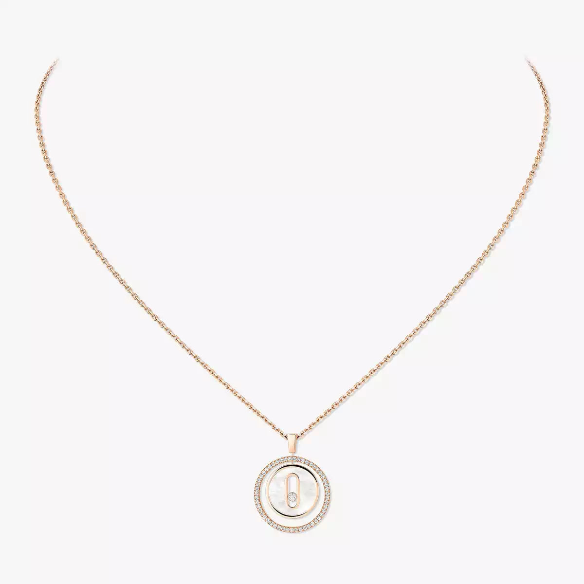 [Elite]Lucky Move Diamond Necklace in Rose Gold and White Mother-of-Pearl