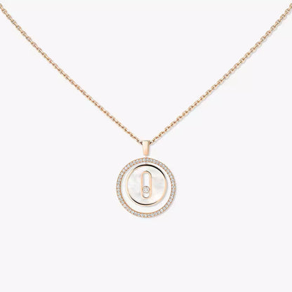 [Elite]Lucky Move Diamond Necklace in Rose Gold and White Mother-of-Pearl