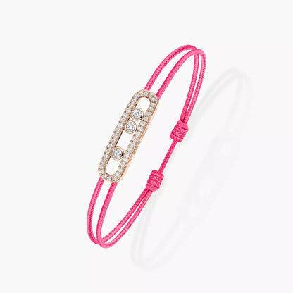 [Elite]Messika Care(s) pink cord pavé bracelet