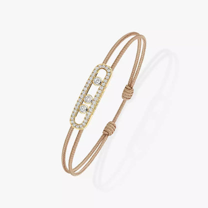 [Elite]Messika Care(s) pink cord pavé bracelet