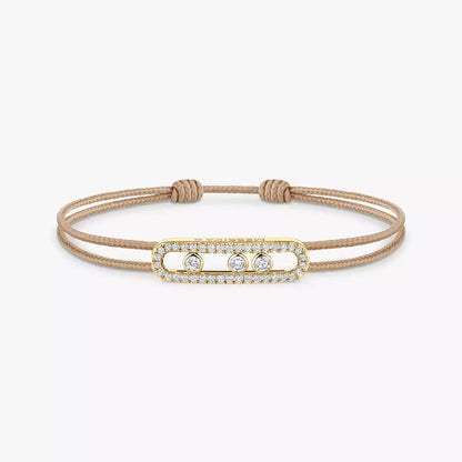 [Elite]Messika Care(s) pink cord pavé bracelet