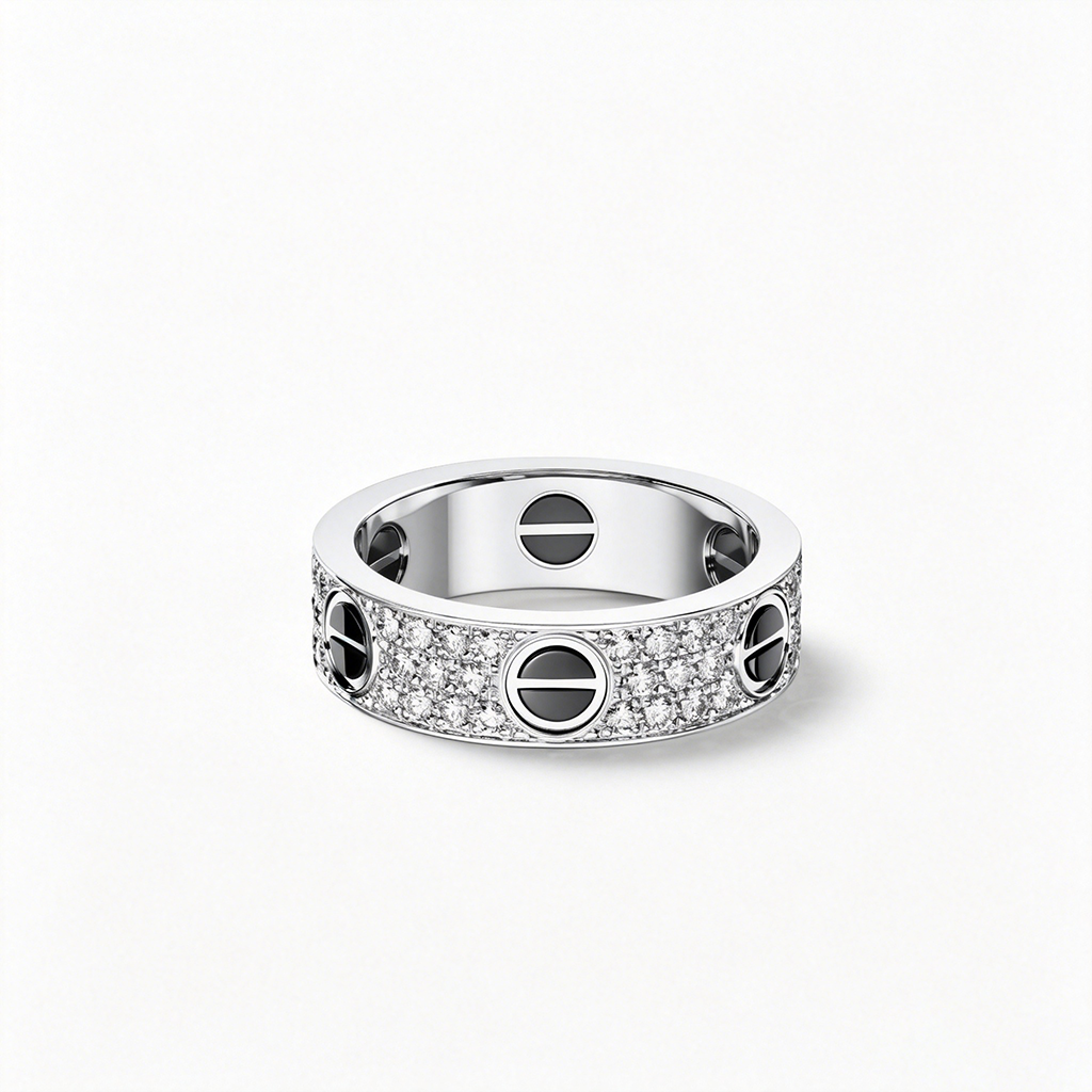 [Elite]LOVE RING 5.5MM DIAMONDS PAVED CERAMIC