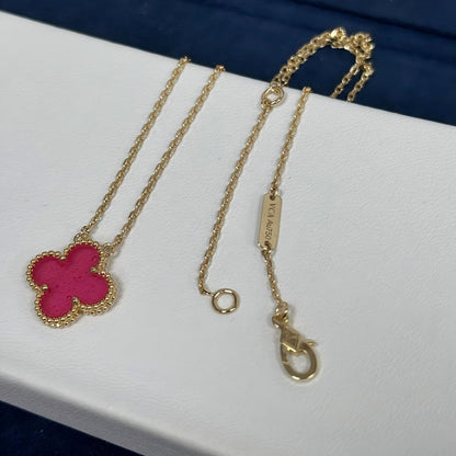 [Elite] NEW CLOVER 15MM PINK ENAMEL NECKLACE