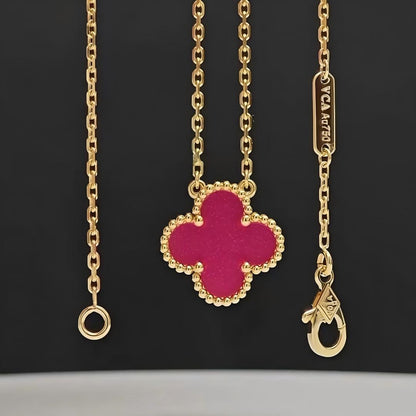 [Elite] NEW CLOVER 15MM PINK ENAMEL NECKLACE