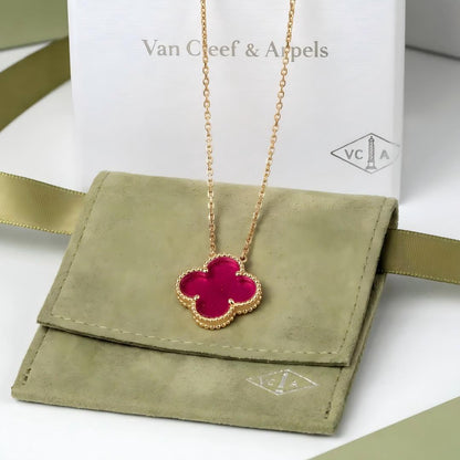 [Elite] NEW CLOVER 15MM PINK ENAMEL NECKLACE